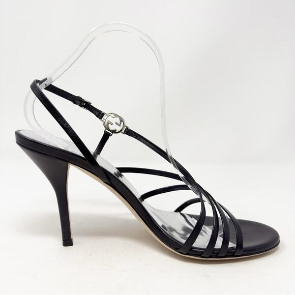 Gucci Strappy GG Sandals Leather Heels Size 39.5 - Picture 8 of 12